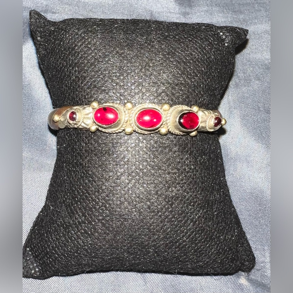 Nepal Garnet Cuff Bracelet mixed Metal